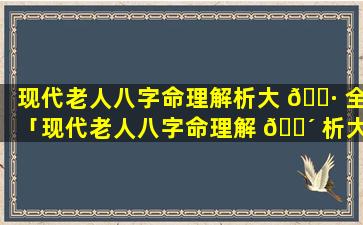 现代老人八字命理解析大 🕷 全「现代老人八字命理解 🐴 析大全图片」